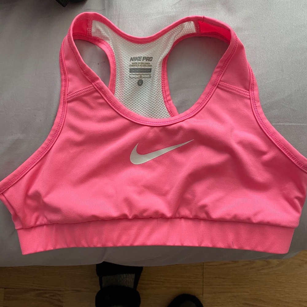 Pink Nike Pro sports bra